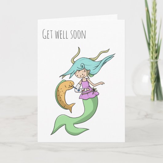Zeemeermin met een gebroken arm en vis kaart (Voorkant)
