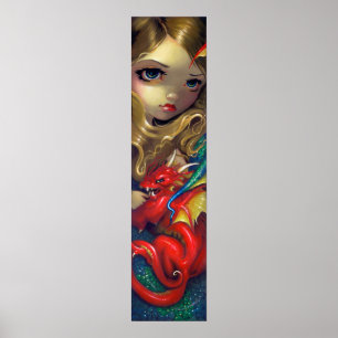 Zeemeermin met een Scarlet Dragon ART PRINT fantas