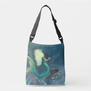 Zeemeermin met haar parel crossbody tas