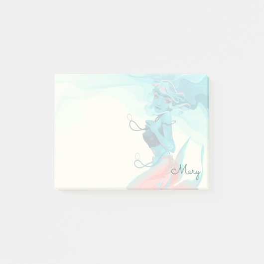 Zeemeermin met juwelen 4x3 post-it® notes (Voorkant)