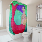 Zeemeermin met Paarse Haar Abstracte Kunst Douchegordijn (In situ)