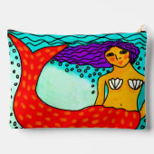 Zeemeermin met Paarse Haar Abstracte Kunst Etui (Achterkant)