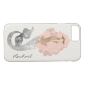 Zeemeermin met roze haar en uw monogram Case-Mate iPhone case (Achterkant (Horizontaal))