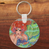 Zeemeermin met tropische viskunst door Renee Lavoi Sleutelhanger (Voorkant)