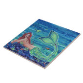 Zeemeermin met viskunst door Renee Lavoie Tegeltje (Zijkant)