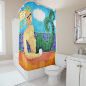 Zeemeermin met Zee Shell Abstracte Kunst Douchegordijn (In situ)