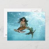 Zeemeermin met Zee Turtle Briefkaart (Voorkant / Achterkant)