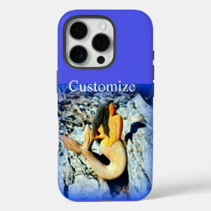 zeemeermin met zwart haar blauw iPhone 16 pro hoesje
