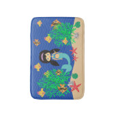 Zeemeermin met zwarte haar onder het Zee Badmat (Voorkant Verticaal)