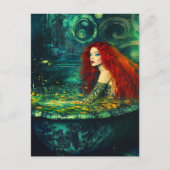 Zeemeermin neemt een bad briefkaart (Voorkant)