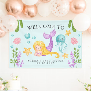 Zeemeermin Oceaan Baby Shower Welkomstbanner Spandoek