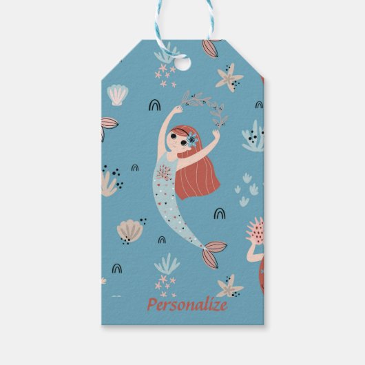 Zeemeermin Oceaankinderen Verjaardagsfeestje Cadeaulabel (Voorkant)