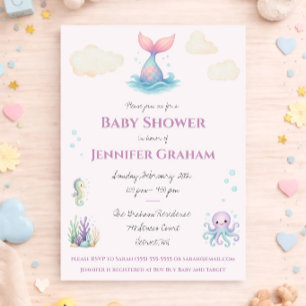 Zeemeermin, Oceaanwezens Baby Shower Kaart