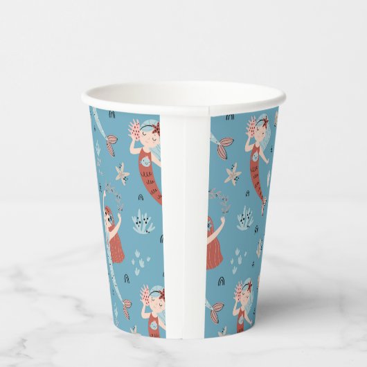 Zeemeermin Ocean Zee Kids Verjaardagsfeest Papieren Bekers (Rechts)