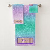 Zeemeermin Ombre Glitter Aangepaste naam Badhanddo Bad Handdoek (Insitu)