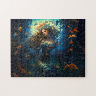Zeemeermin Omringd Door Fantasie Schilderij Van Vi Legpuzzel