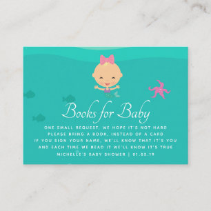 Zeemeermin onder de zee baby shower boekverzoek informatiekaartje