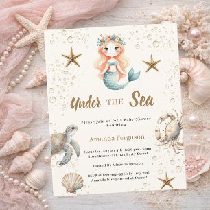 Zeemeermin onder de zee Baby Shower uitnodiging
