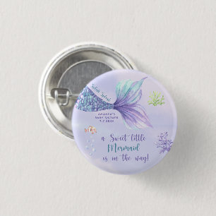 Zeemeermin Onder De Zee Meisje Baby Shower Ronde Button 3,2 Cm