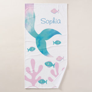 Zeemeermin Onder de Zee Pastel Roze Blauw Tiener M Badhanddoek