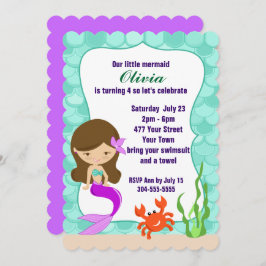 Zeemeermin onder de Zee Pool Party Kaart