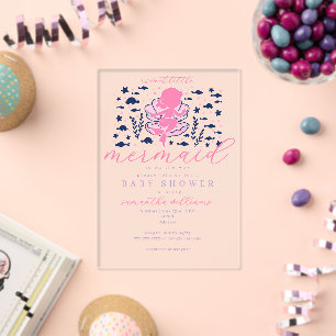 Zeemeermin Onder De Zee Sirene Meisje Baby Shower Acryl Uitnodigingen