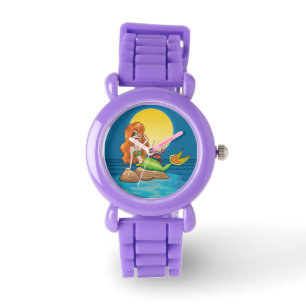 Zeemeermin onder een volle maan horloge