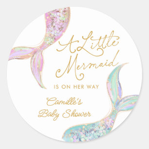 Zeemeermin onder het Baby shower Zee Ronde Sticker