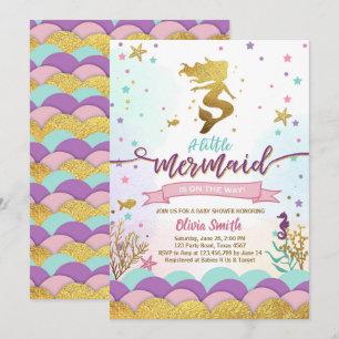 Zeemeermin onder het Zee Baby shower Invitation Gi Kaart