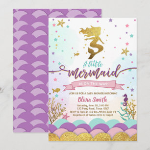 Zeemeermin onder het Zee Baby shower Invitation Gi Kaart