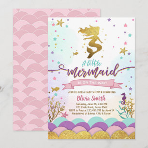 Zeemeermin onder het Zee Baby shower Invitation Gi Kaart