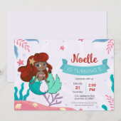 Zeemeermin onder het Zee Birthday Kaart (Voorkant / Achterkant)