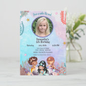 Zeemeermin onder het Zee Birthday Kaart (Staand voorkant)