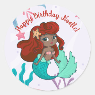 Zeemeermin onder het Zee Birthday Ronde Sticker