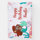 Zeemeermin onder het Zee Birthday Spandoek (Verticaal)