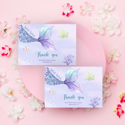 Zeemeermin onder het zee Dank u Baby shower Bedankkaart