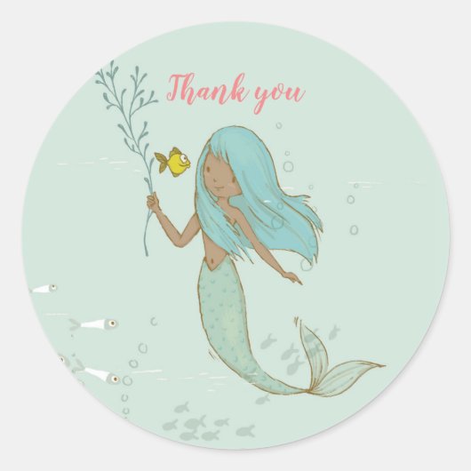 Zeemeermin onder het Zee Dank u stickers (Voorkant)