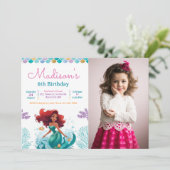 Zeemeermin onder het Zee Foto Verjaardagsfeest Kaart (Staand voorkant)