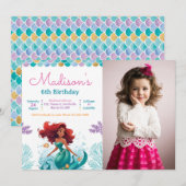 Zeemeermin onder het Zee Foto Verjaardagsfeest Kaart (Voorkant / Achterkant)