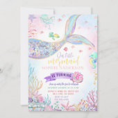 Zeemeermin onder het Zee Gouden Glitter Verjaardag Kaart (Voorkant)