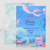 Zeemeermin onder het zee magische Verjaardag Kaart (Voorkant / Achterkant)