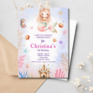 Zeemeermin onder het Zee Magische Verjaardagsfeest Kaart