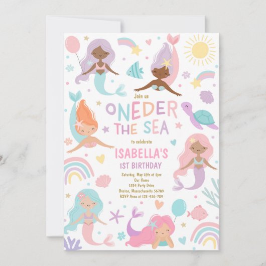 Zeemeermin onder het Zee Oneder Het Zee 1e Verjaar Kaart (Voorkant)