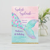 Zeemeermin onder het Zee roze gouddag Kaart (Staand voorkant)