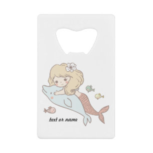 zeemeermin onder het zee, schattig meisje, adorbal kredietkaart flessenopener