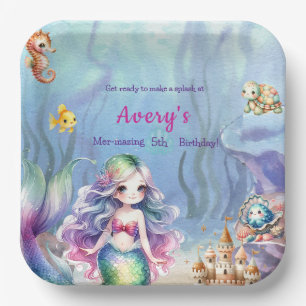 Zeemeermin onder het Zee Splash verjaardagsfeestje Papieren Bordje