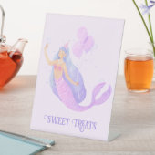 Zeemeermin Onder het Zee Verjaardagsfeestje Zoete Reclamebord Met Voetstuk (Insitu)