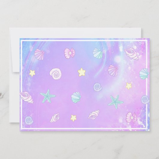 Zeemeermin onder het Zee Verjaardagsfotouitnodigin Kaart (Achterkant)