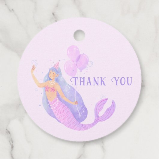 Zeemeermin Onder het Zee Verjaardagsmeisje Dank u Bedankjes Labels (Achterkant)