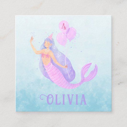Zeemeermin Onder het Zee Verjaardagsmeisje Leeftij Informatiekaartje (Voorkant)
